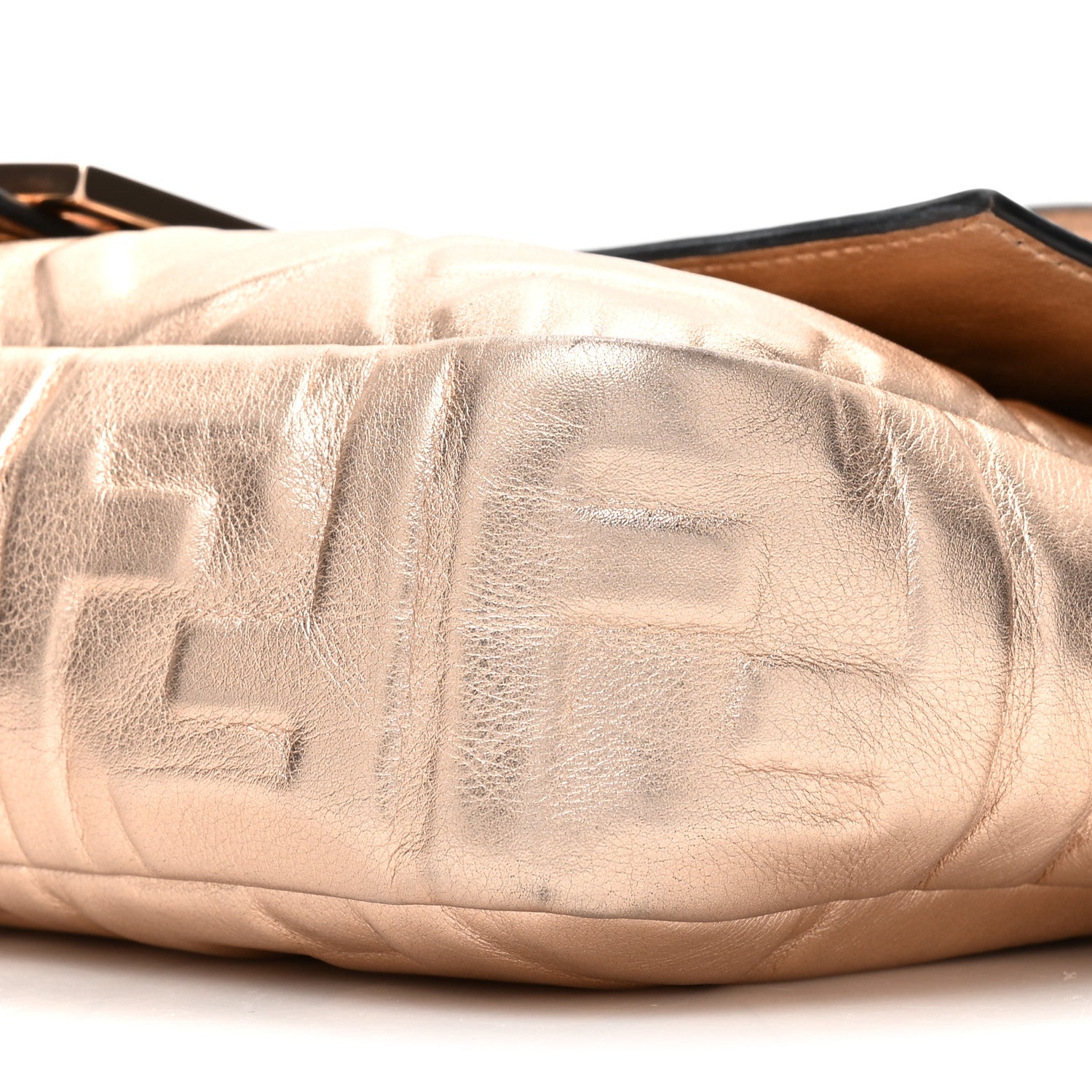 Fendi Vitello Laminato FF 1974 Embossed Baguette Rame 7 of 8