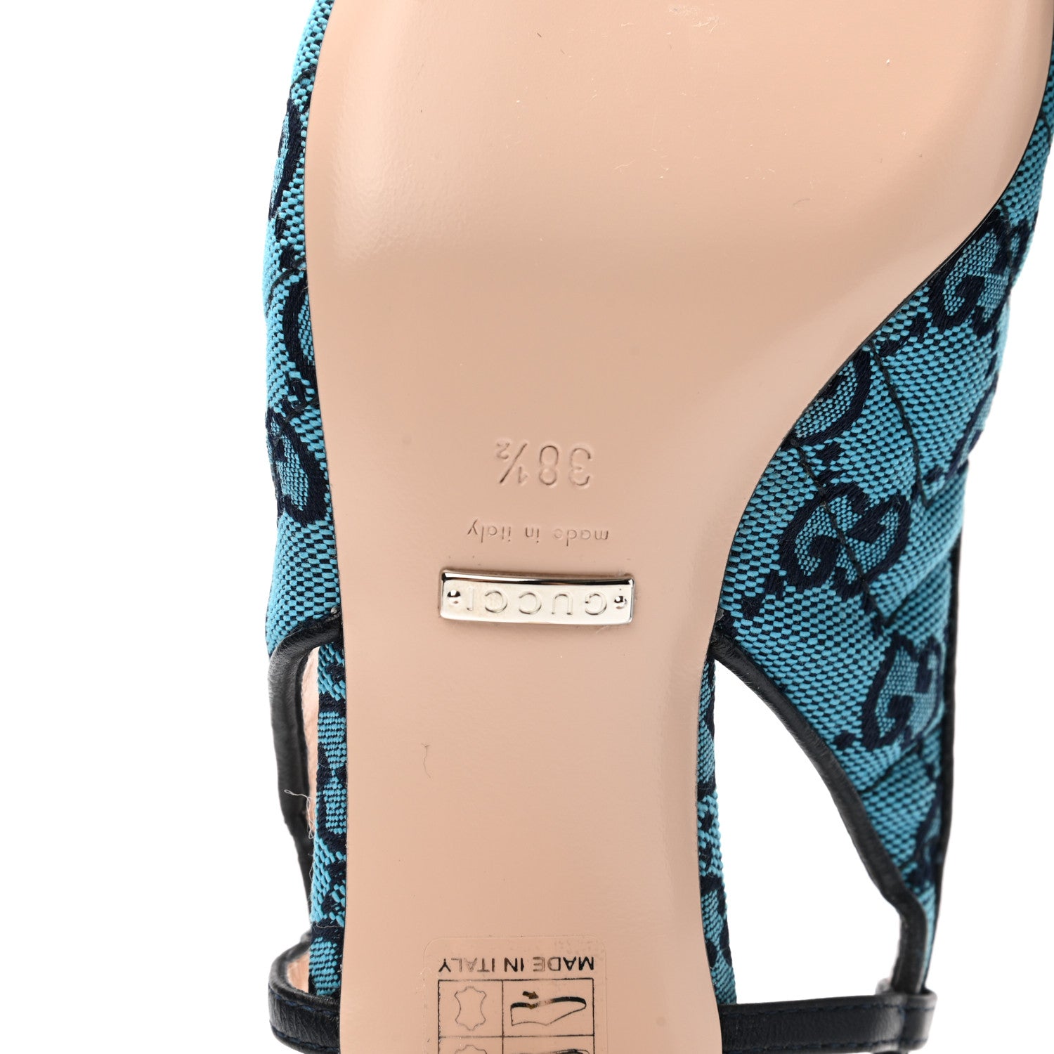 Gucci Monogram Multicolor Matelasse Nappa Double G 55mm Slingback Pumps 38.5 Light Blue 6 of 9