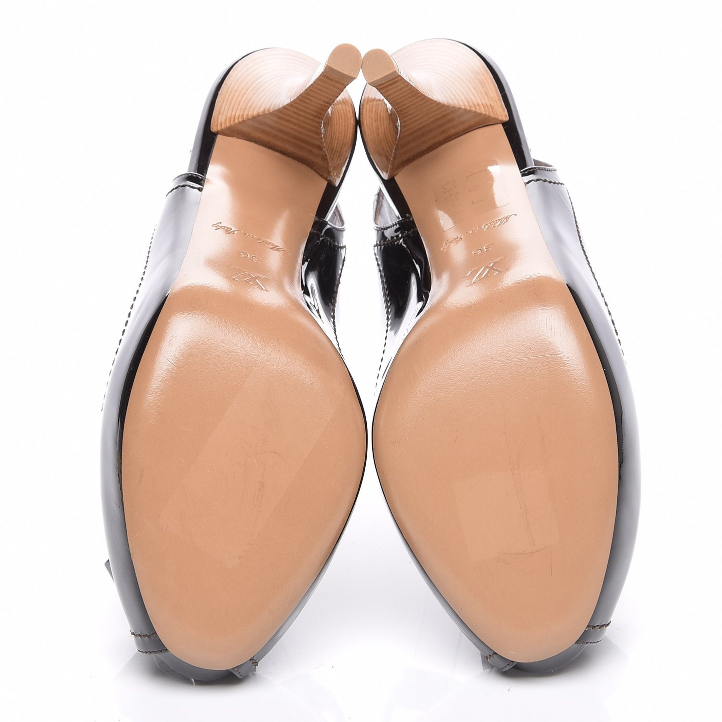 Patent Damier Ebene Saint Honore Slingback Heels 36 Brown