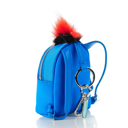 Fendi Fox Nutria Fur Backpack Monster Bag Bug Charm Blue 5 of 11