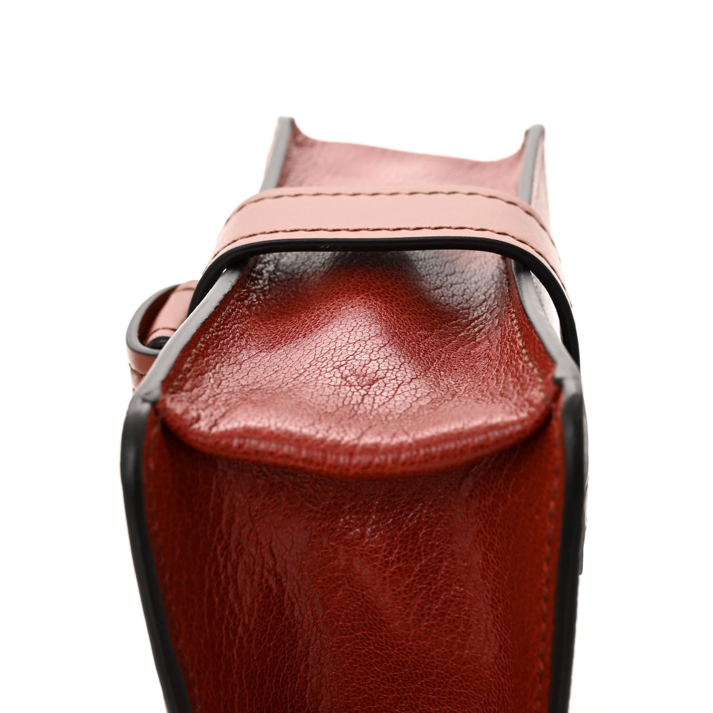 Shiny Goatskin Calfskin Mini Aby Chain Shoulder Bag Sepia Brown