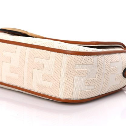 Fendi Canvas Vitello King Bi-Color Strap FF Embroidered Baguette Grezzo Brandy Cuoio 7 of 7