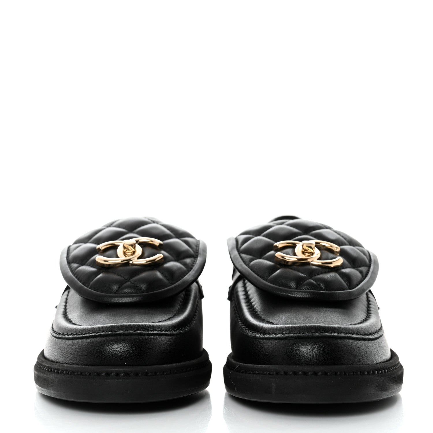 Chanel Lambskin Quilted CC Turnlock Loafers 37 Black 2 of 9