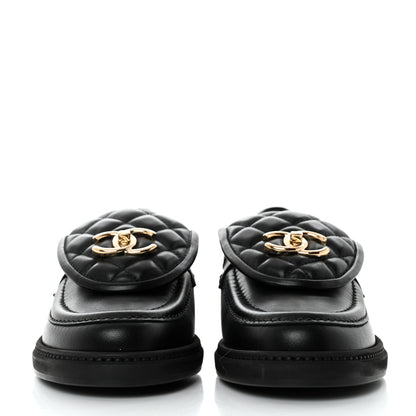 Chanel Lambskin Quilted CC Turnlock Loafers 37 Black 2 of 9