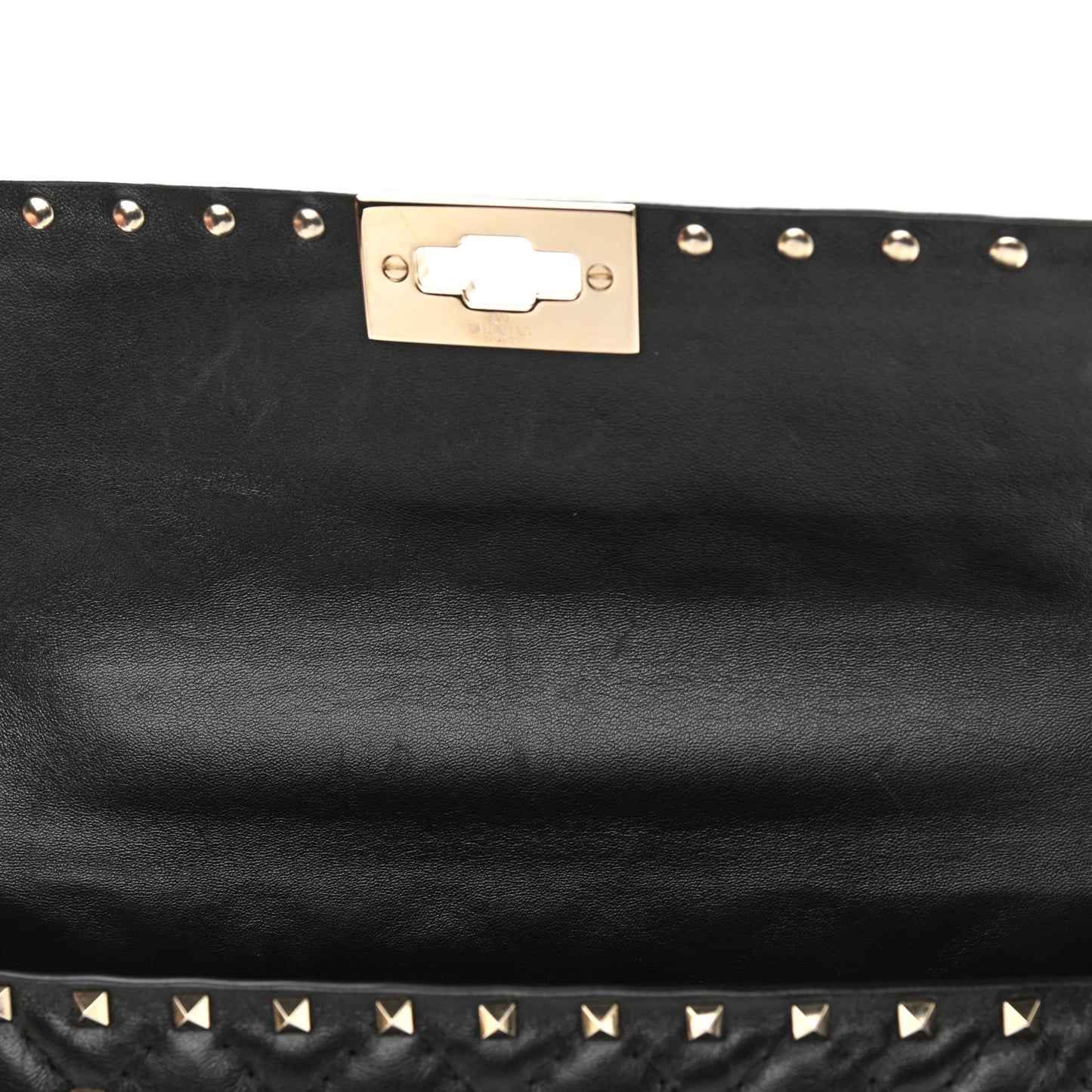 Lambskin Medium Rockstud Spike Shoulder Bag Black