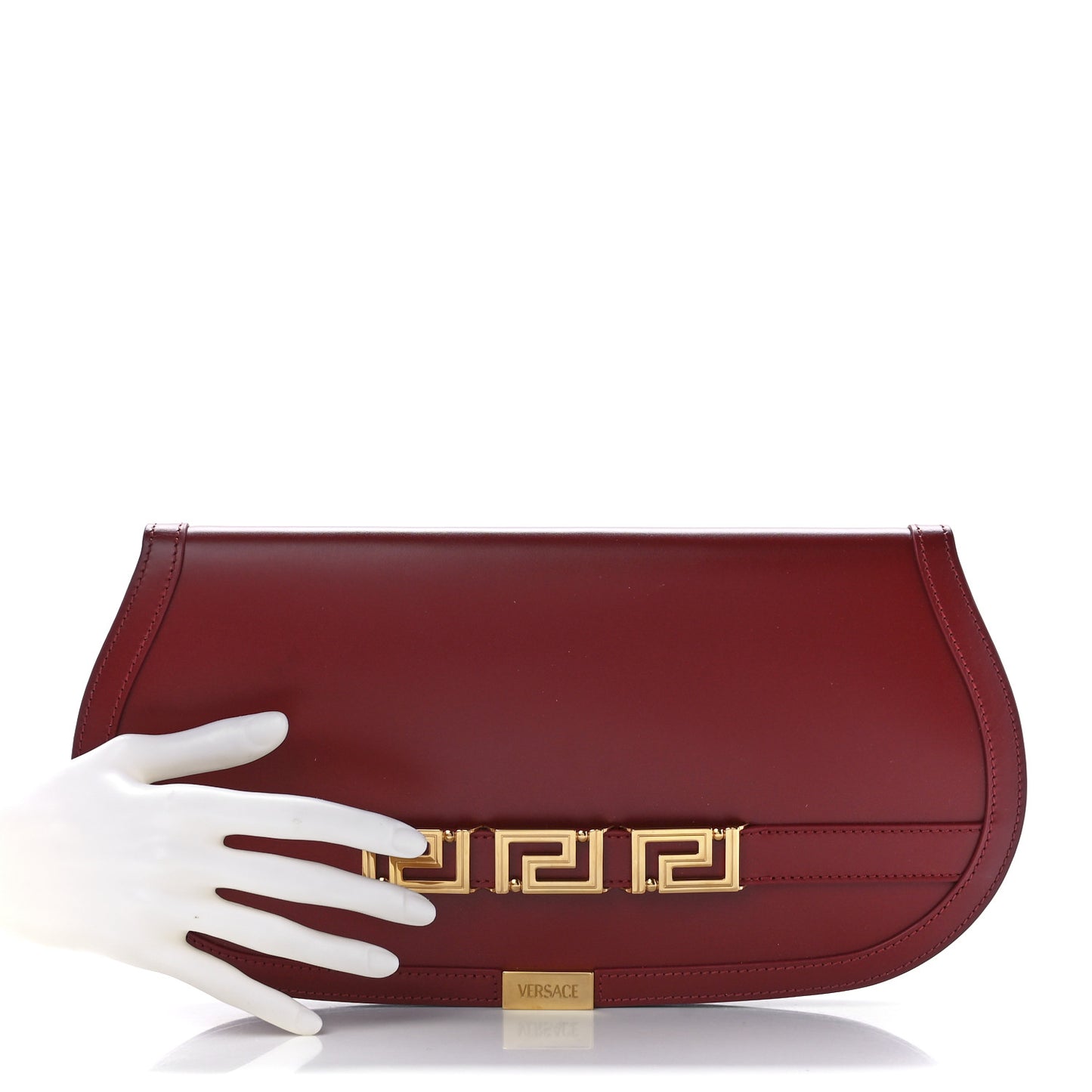 Calfskin Large Greca Goddess Clutch Red