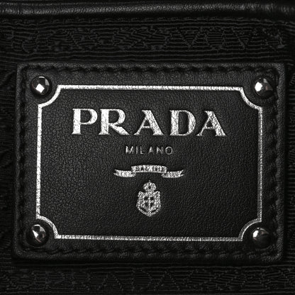 Prada Tessuto Nylon Calfskin Dome Satchel Black 6 of 8