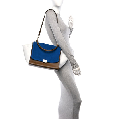 Celine Smooth Calfskin Suede Tri-Color Trapeze Royal Blue 2 of 10