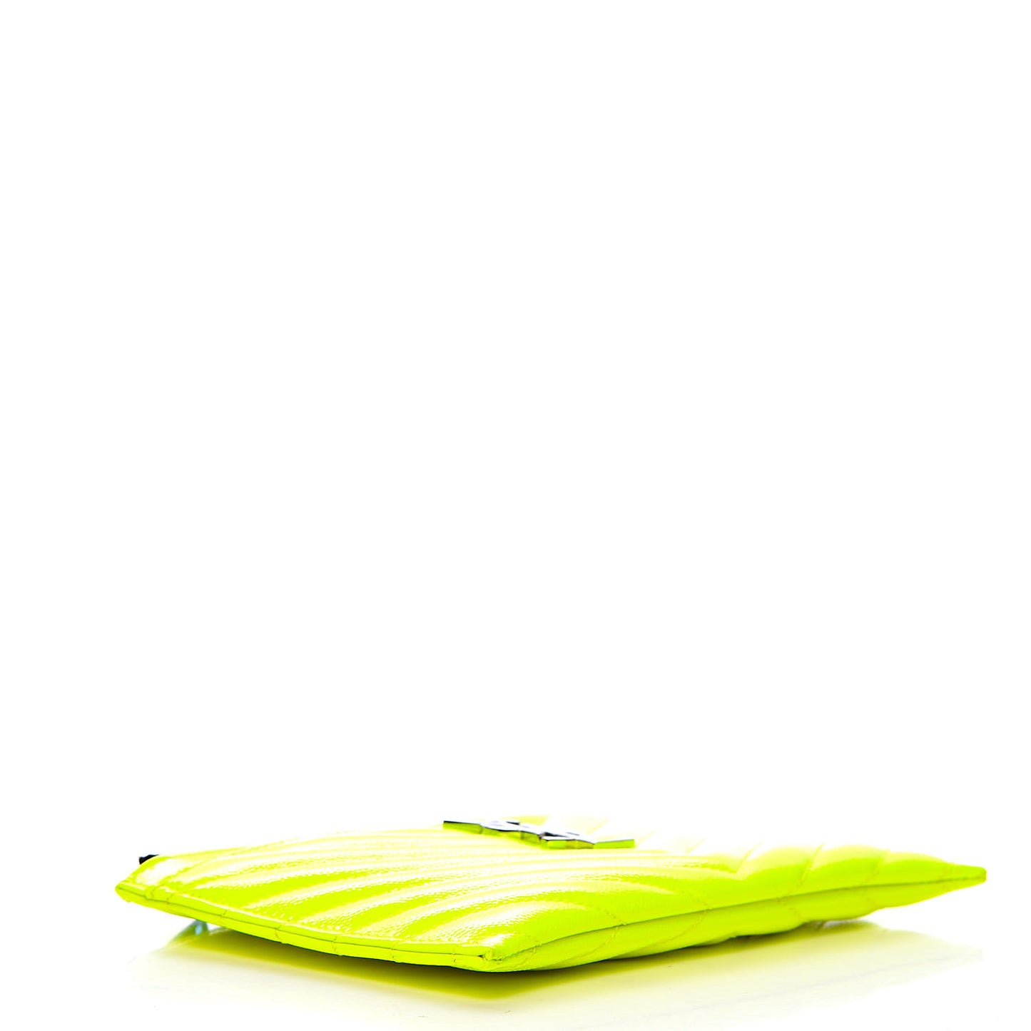Patent Grain De Poudre Matelasse Chevron Monogram Bill Pouch Neon Yellow