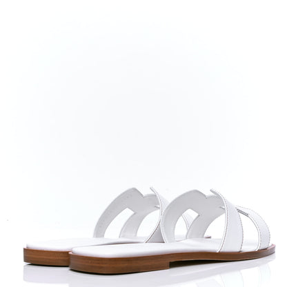 Hermes Box Calfskin Oran Sandals 38.5 White 3 of 4
