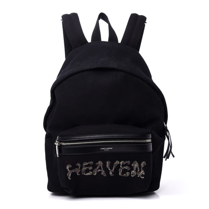Saint Laurent Canvas Signature Heaven Embroidered Mini City Backpack Black 1 of 11