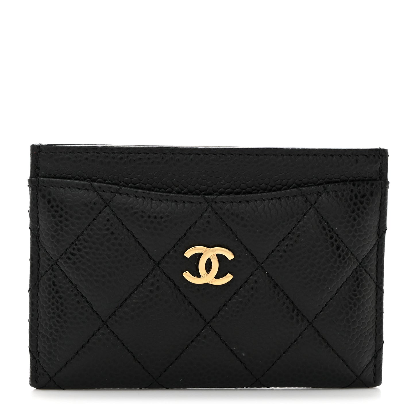 Caviar Quilted Card Holder Black