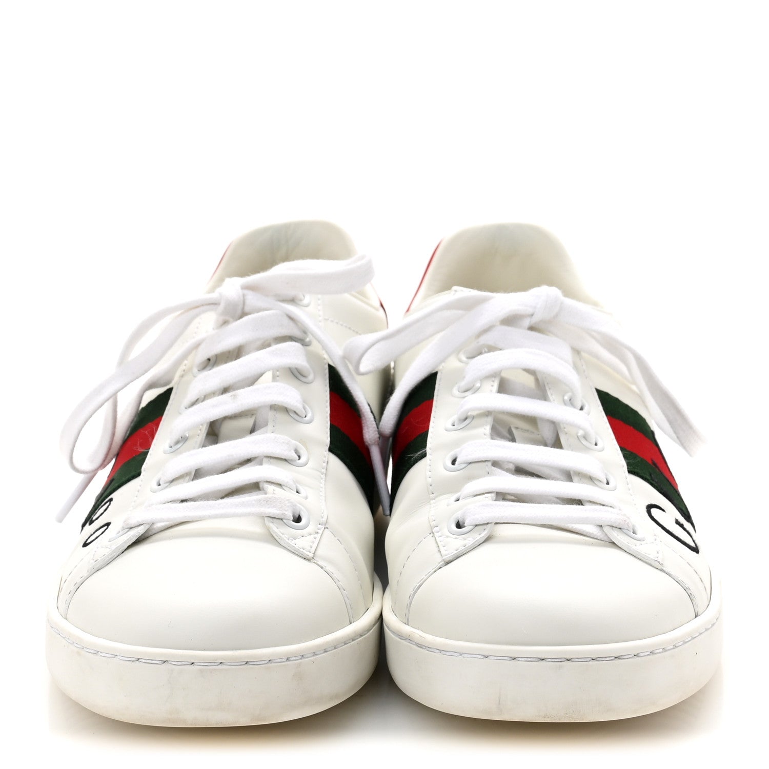 Gucci Calfskin Gucci 100 Womens Ace Sneakers 39.5 White Hibiscus Red 3 of 12