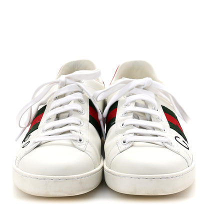 Gucci Calfskin Gucci 100 Womens Ace Sneakers 39.5 White Hibiscus Red 3 of 12