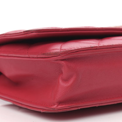 Chanel Lambskin Quilted Wallet On Chain WOC Dark Pink 9 of 15
