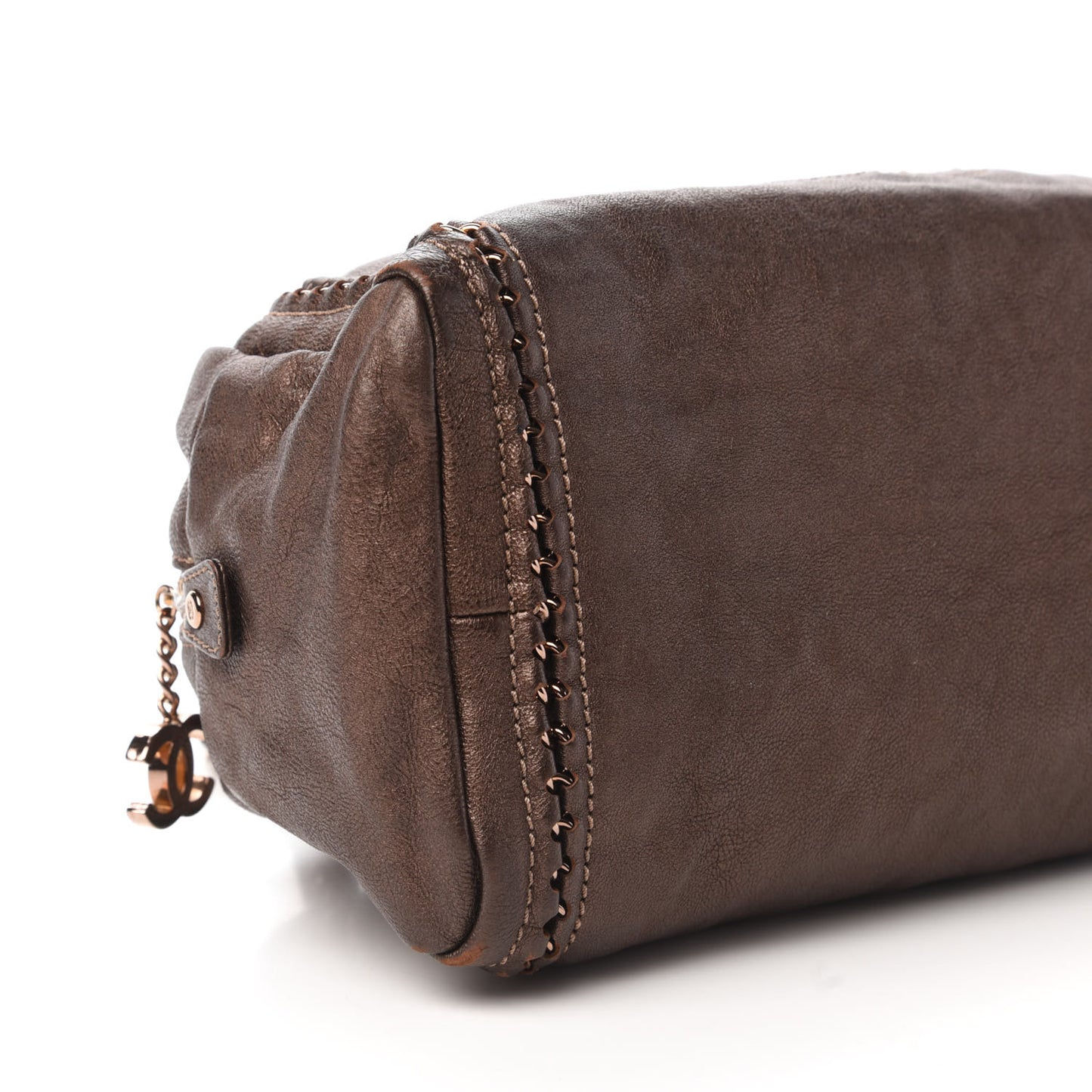 Metallic Goatskin Medium Luxe Ligne Bowler Bronze