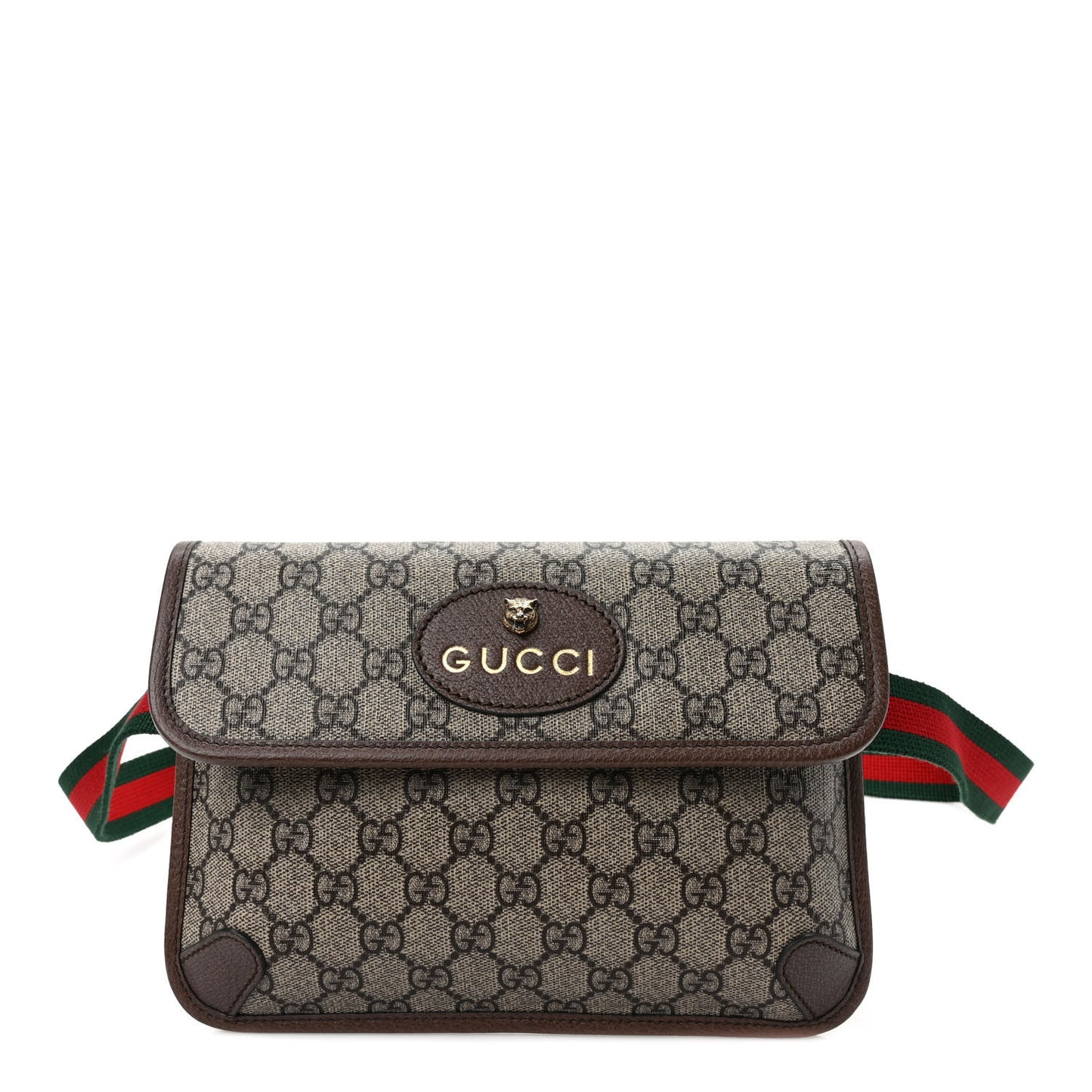 GG Supreme Monogram Neo Vintage Web Belt Bag Brown