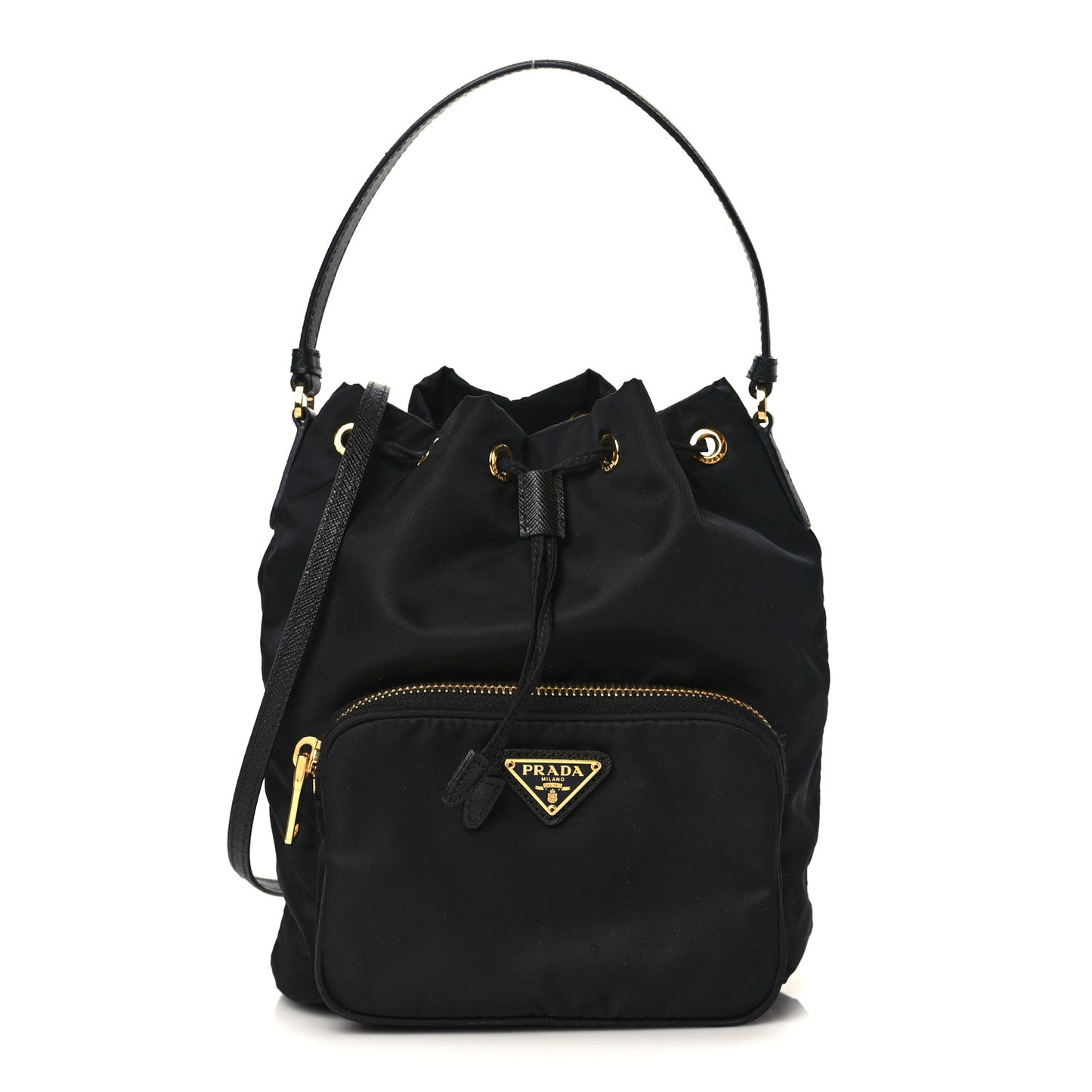 Re-Nylon Duet Drawstring Shoulder Bag Black