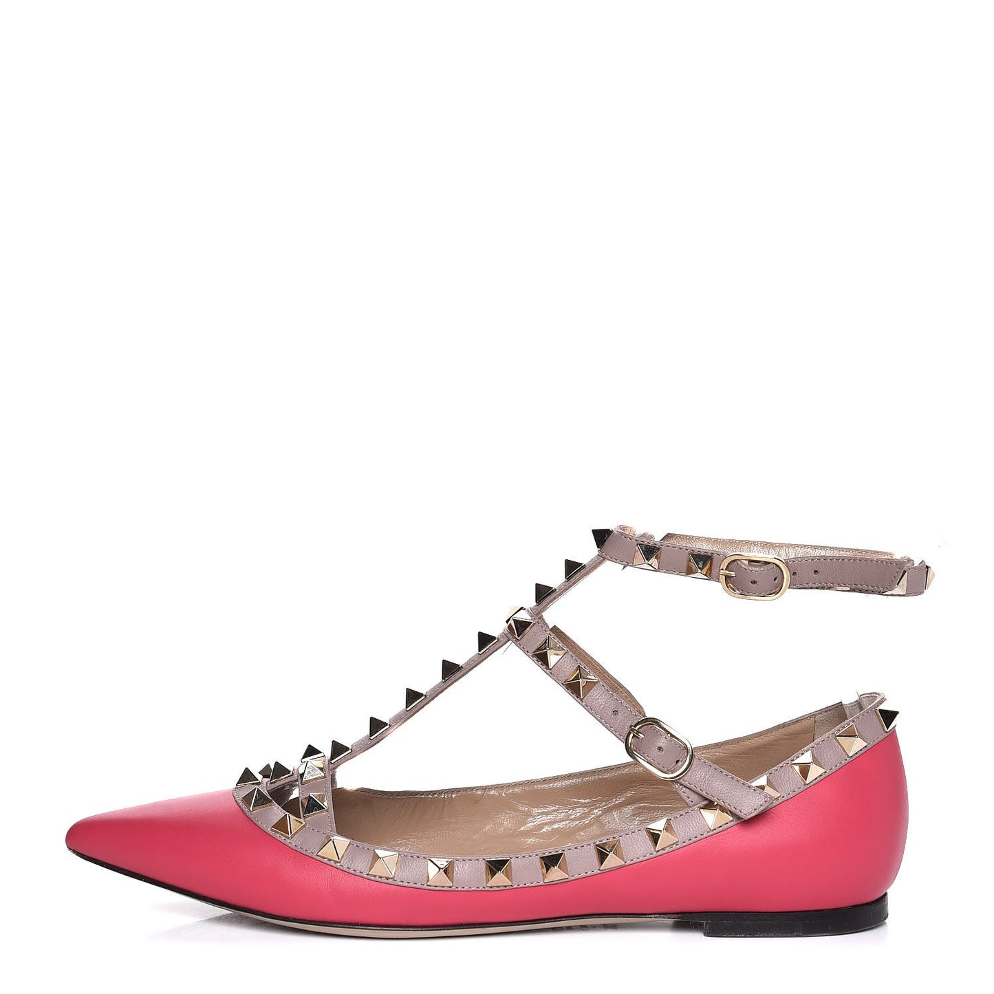 Nappa Rockstud Cage Ballerina Flats 36 Fuchsia Poudre