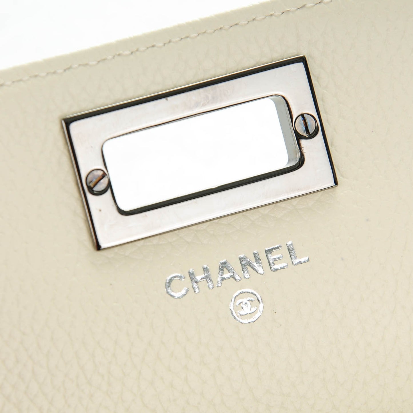 Calfskin Mademoiselle Clutch Wallet White