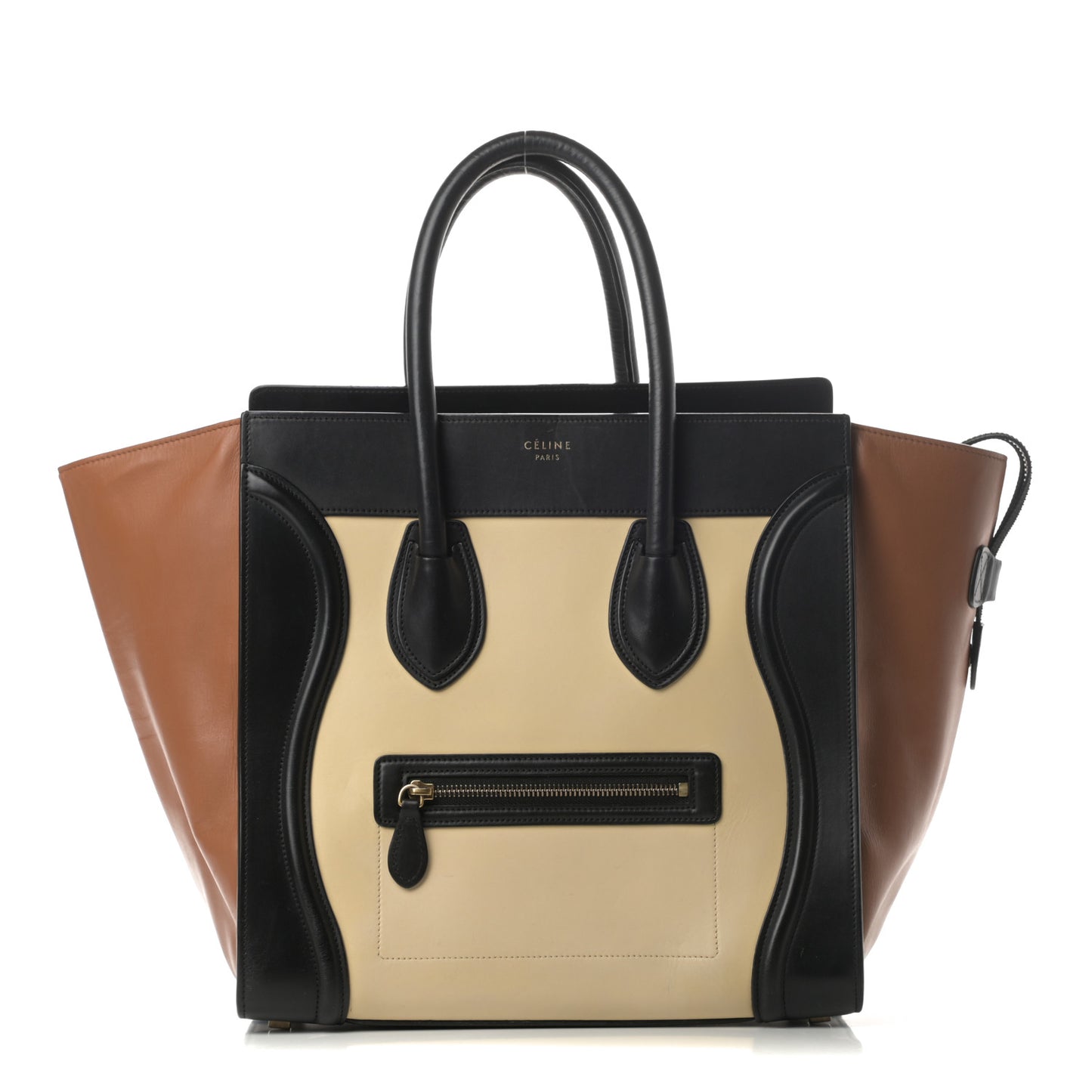 Satin Calfskin Suede Mini Tri-Color Luggage Seashell