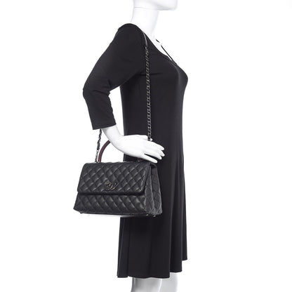 Chanel Caviar Lizard Quilted Small Coco Handle Flap Black 2 of 10