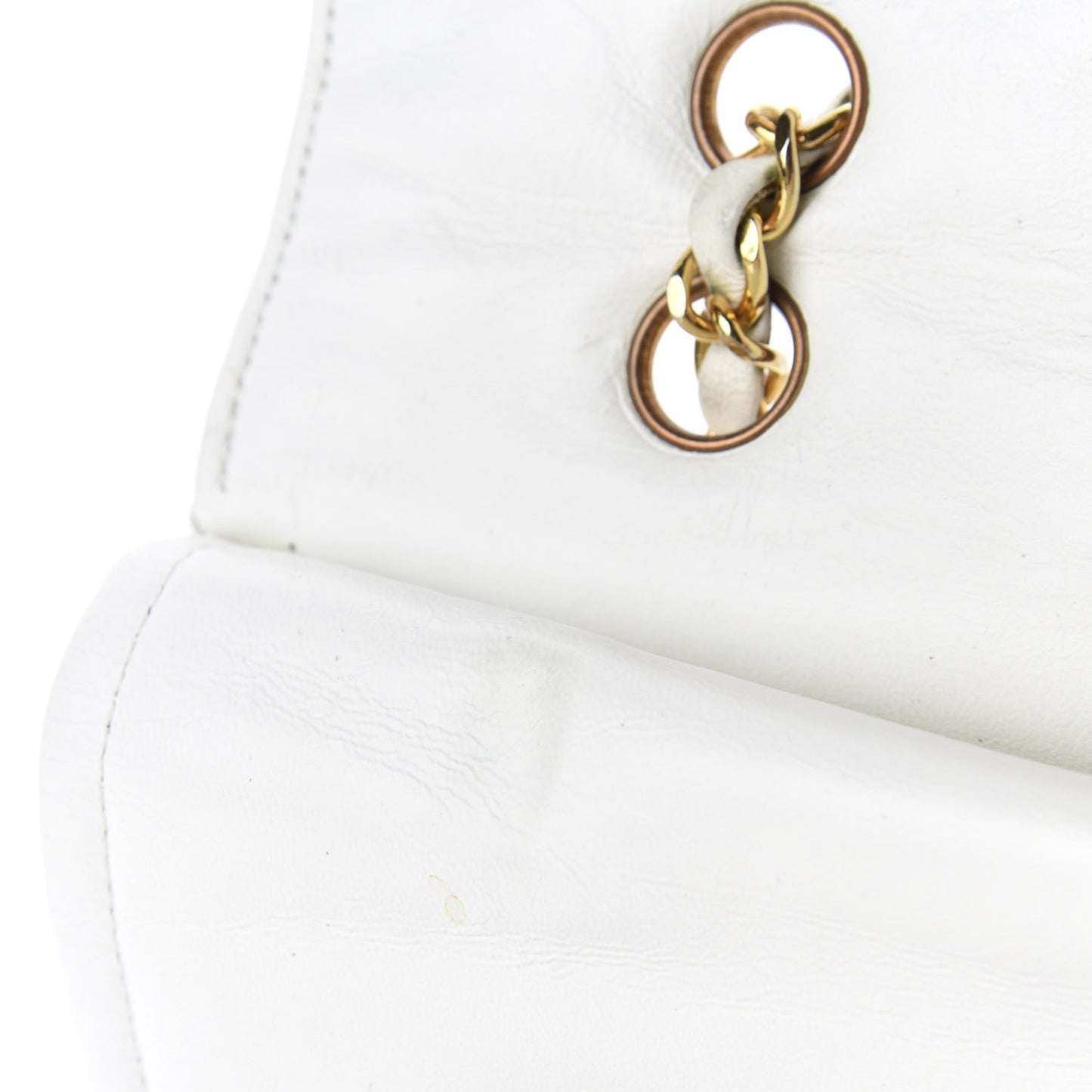 Lambskin Quilted Medium Double Flap White