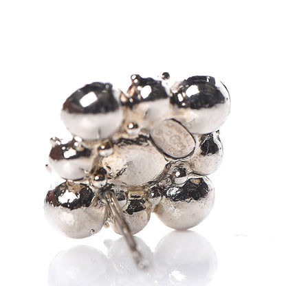 Chanel Crystal CC Flower Earrings Silver 4 of 8