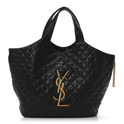 Saint Laurent Lambskin Quilted Maxi Icare Shopping Tote Black 1 of 11