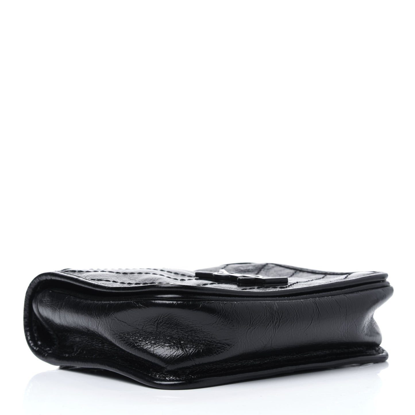 Crinkled Calfskin Matelasse Monogram Niki Chain Wallet Black