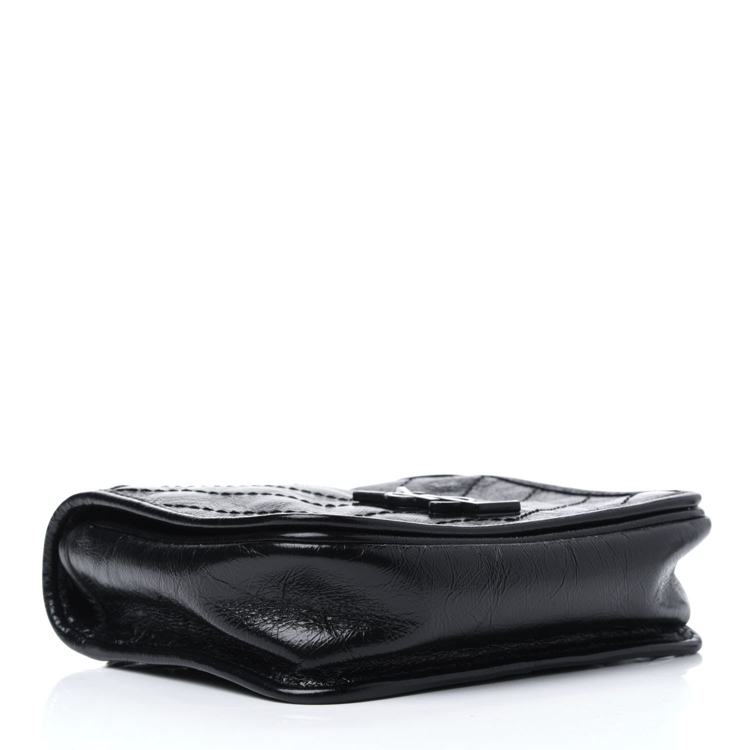 Saint Laurent Crinkled Calfskin Matelasse Monogram Niki Chain Wallet Black 6 of 33