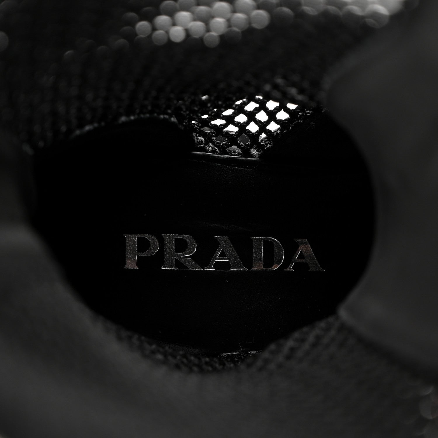 Prada Rete Spazzolato Rois Metal Triangle Logo Womens Knee High 50mm Boots 35 Black 6 of 9