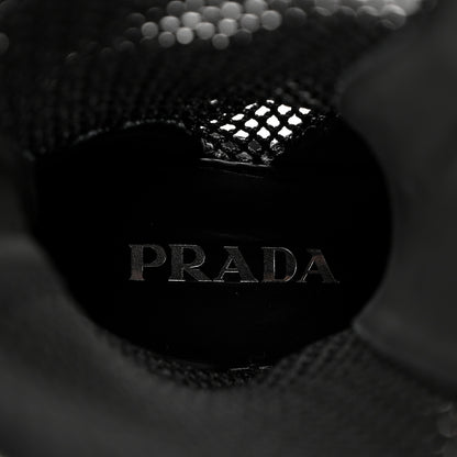 Prada Rete Spazzolato Rois Metal Triangle Logo Womens Knee High 50mm Boots 35 Black 6 of 9
