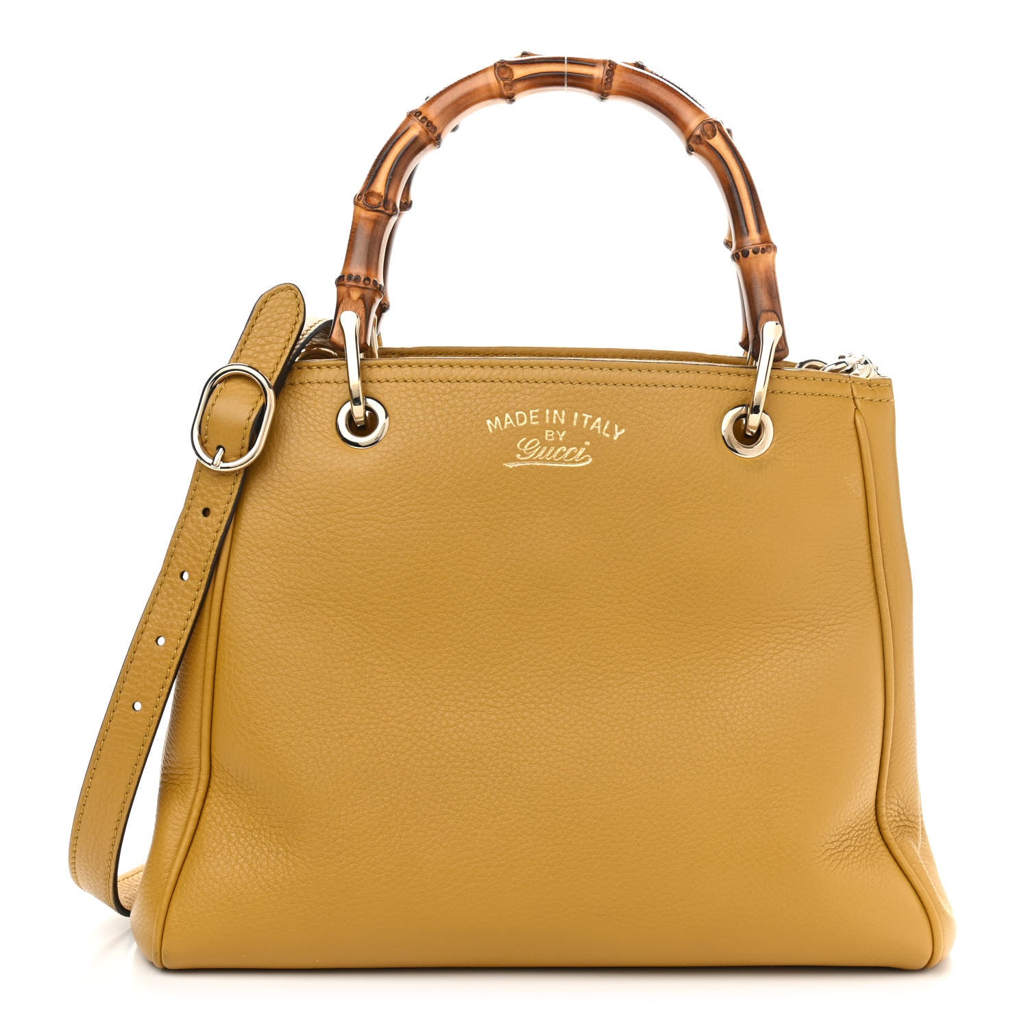 Gucci Calfskin Small Bamboo Shopper Tote Yellow 1 of 14
