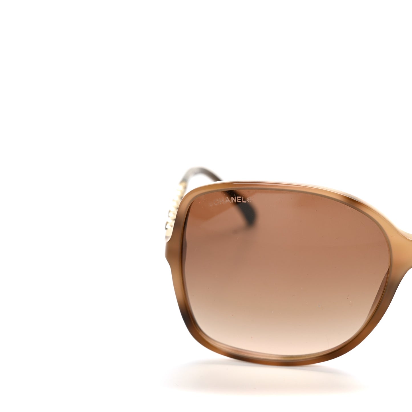 Acetate Metal Lambskin Chain Square Sunglasses 5210-Q Brown