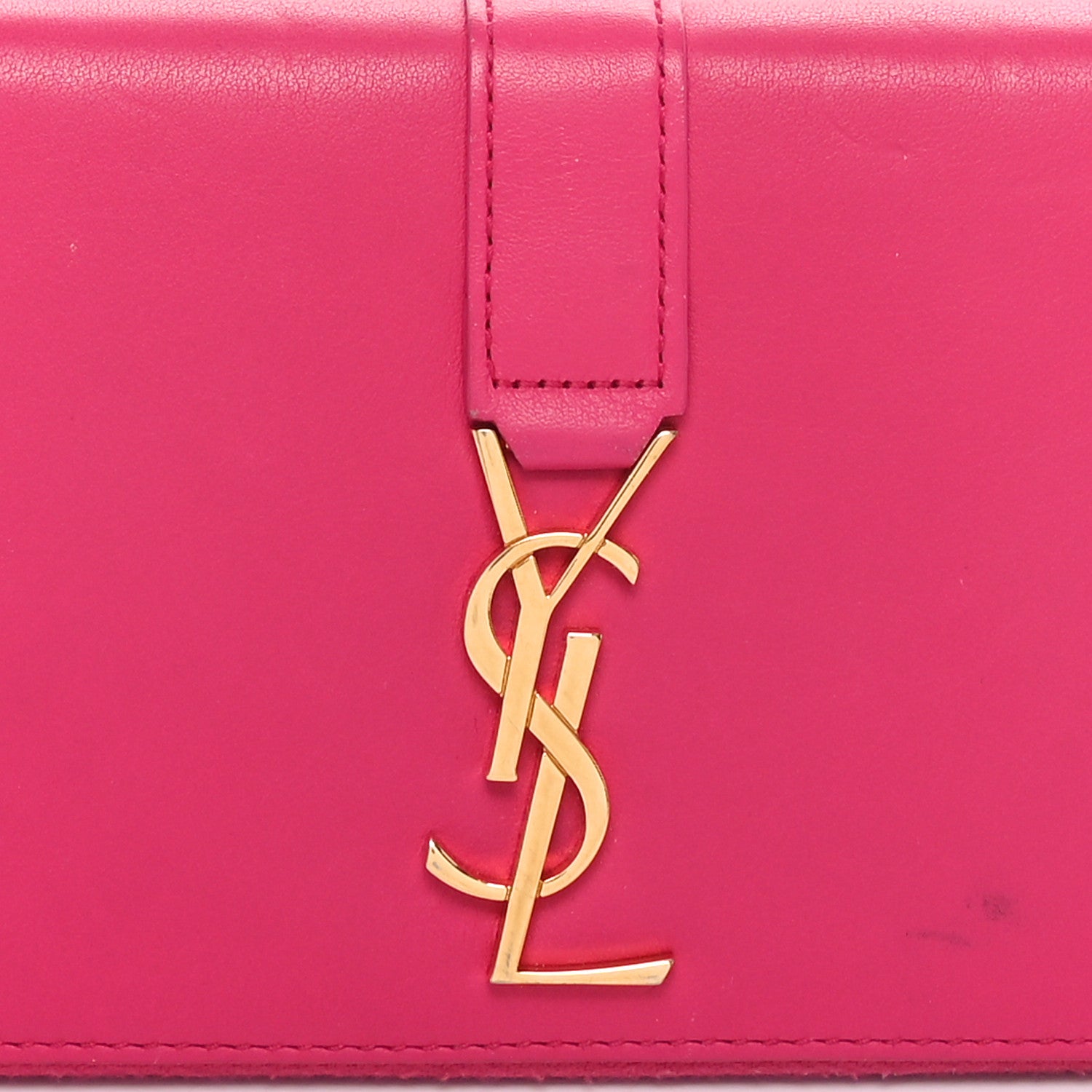 Saint Laurent Calfskin Monogram Zip Around Wallet Fuchsia 7 of 9