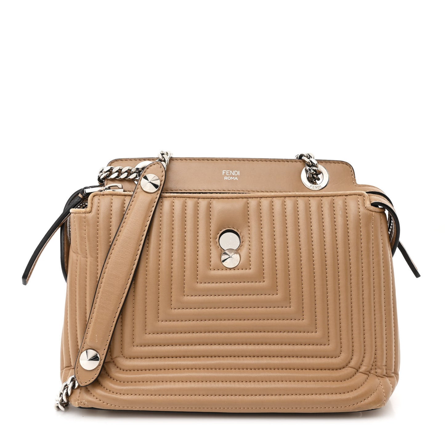Shiny Nappa Trapuntata Small DotCom Click Chain Satchel Cuoio