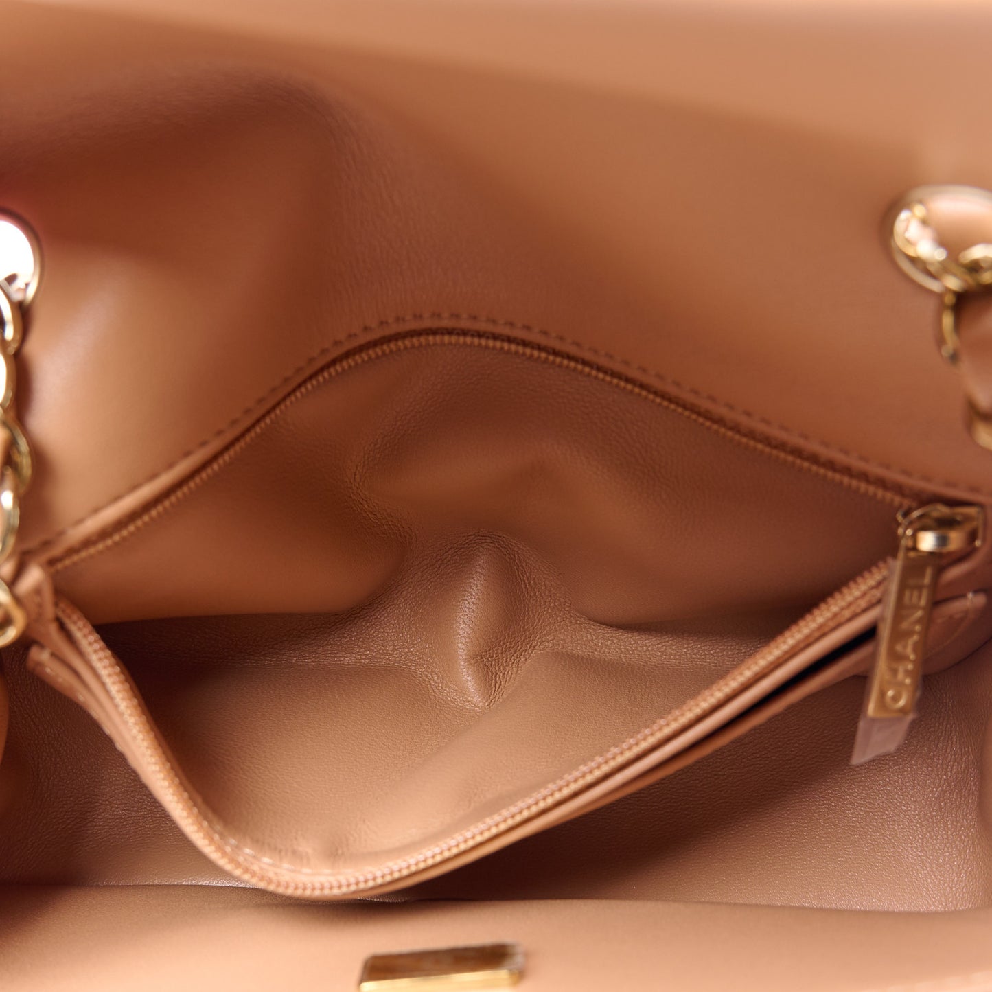 Lambskin Quilted Mini Rectangular Flap Brown