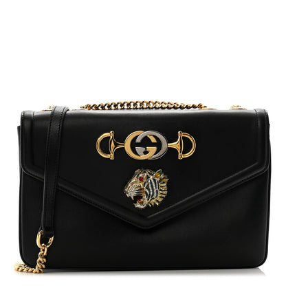 Gucci Vitello Palmellato Lux Crystal Medium Rajah Shoulder Bag Black 1 of 13