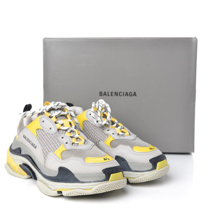 Balenciaga Fabric Mesh Womens Triple S Sneakers 40 Yellow Grey White 9 of 9