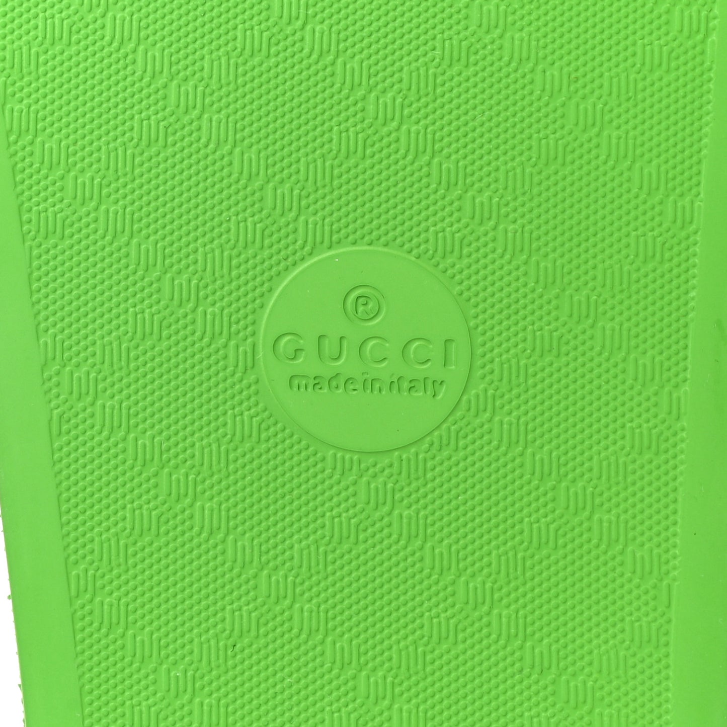 Rubber GG Monogram Perforated Womens Slide Sandals 38 Green