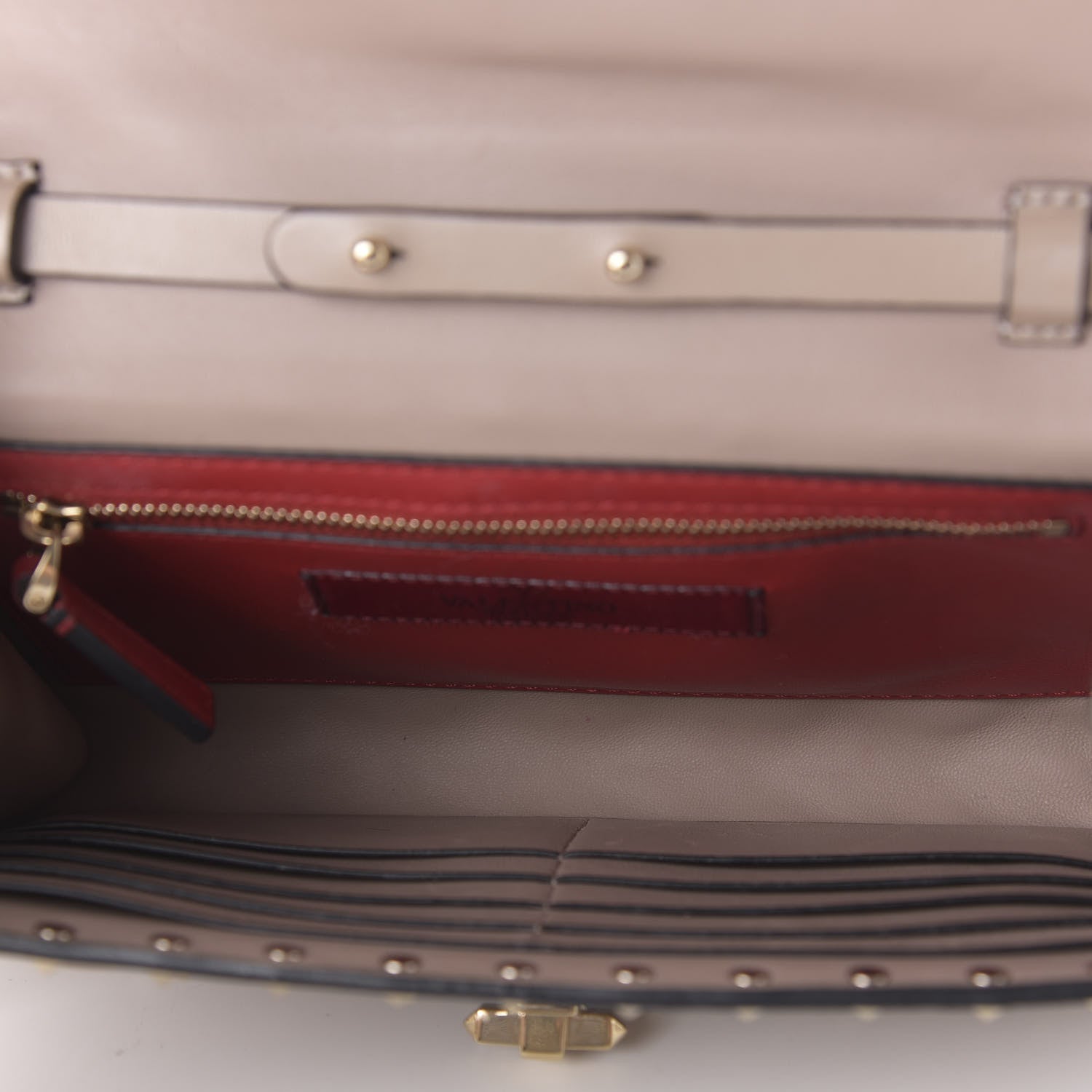 Valentino Garavani Lambskin Rockstud Spike Wallet on Chain Poudre 5 of 10
