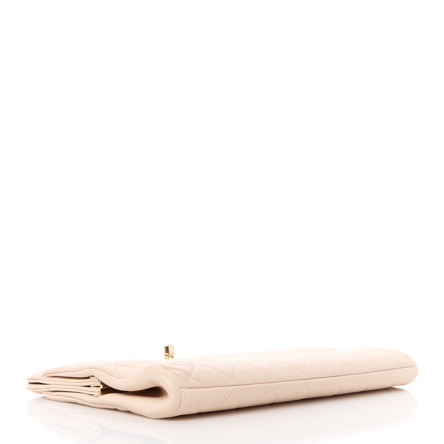 Lambskin Quilted Clutch Beige