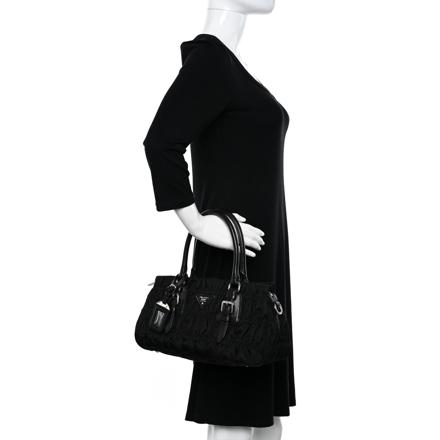 Prada Tessuto Nylon Gaufre Shopping Satchel Black 2 of 14