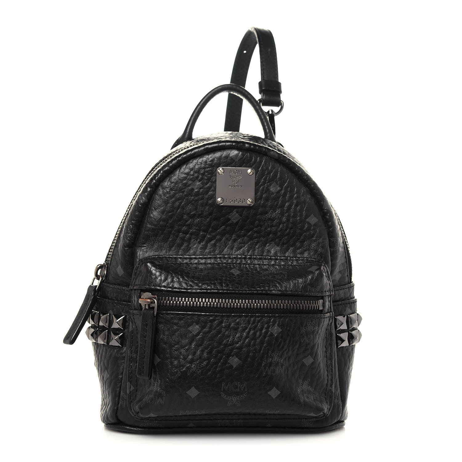 MCM Visetos Side Stud X-Mini Stark Bebe Boo Backpack Black 1 of 12