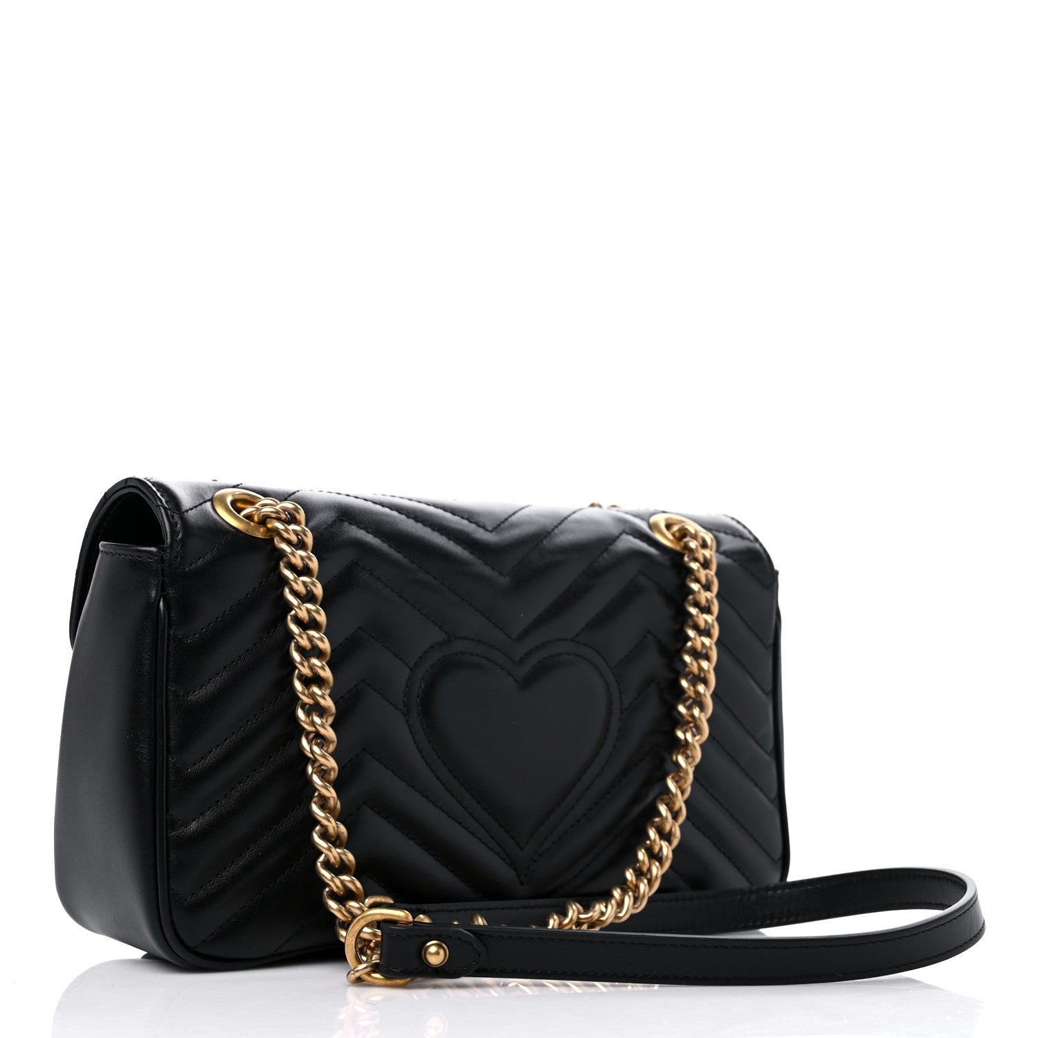 Gucci Calfskin Matelasse Small GG Marmont Shoulder Bag Black 2 of 8