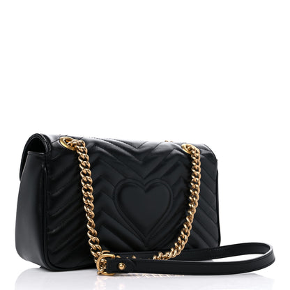 Gucci Calfskin Matelasse Small GG Marmont Shoulder Bag Black 2 of 8