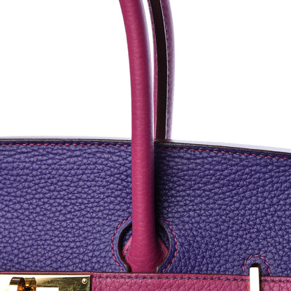 Hermes Togo Bi-Color Horseshoe Birkin 35 Iris Tosca 12 of 18