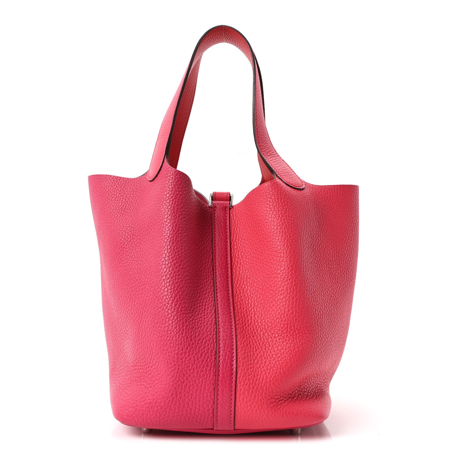 Hermes Taurillon Clemence Casaque Picotin Lock 22 MM Rose Extreme Rose Mexico Rouge De Coeur 1 of 9