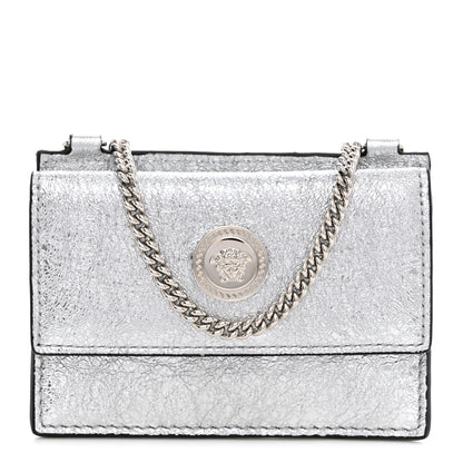 Versace Metallic Lambskin Medusa Chain Card Holder Silver 1 of 8